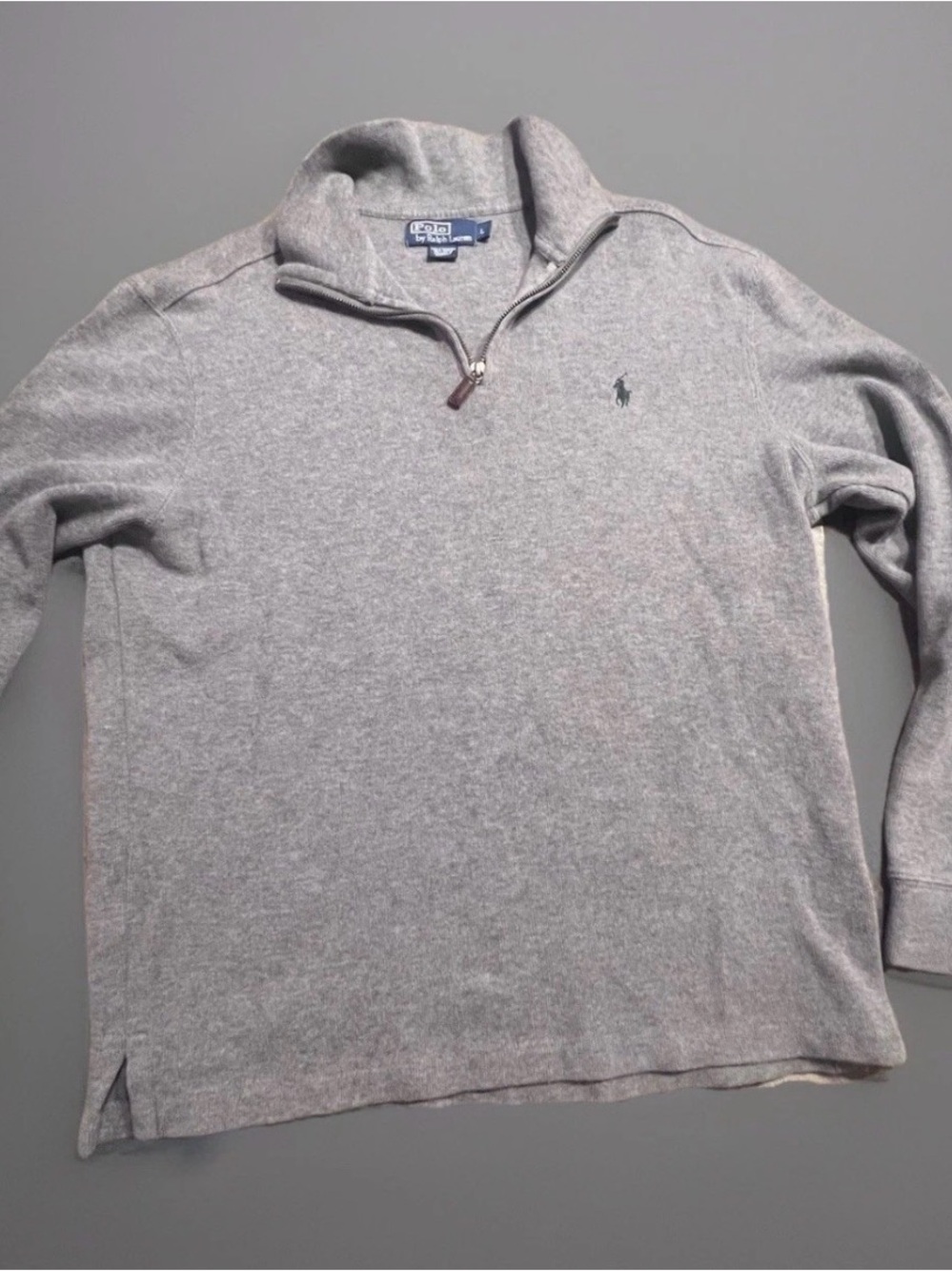 Ralph Lauren Light Gray Quarter-Zip Sweater large